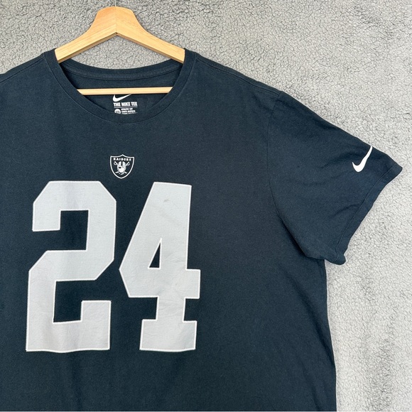 NFL Oakland Raiders Football Team #24 Marshawn Lynch Nike Cotton T-shirt Men’s - Picture 12 of 13
